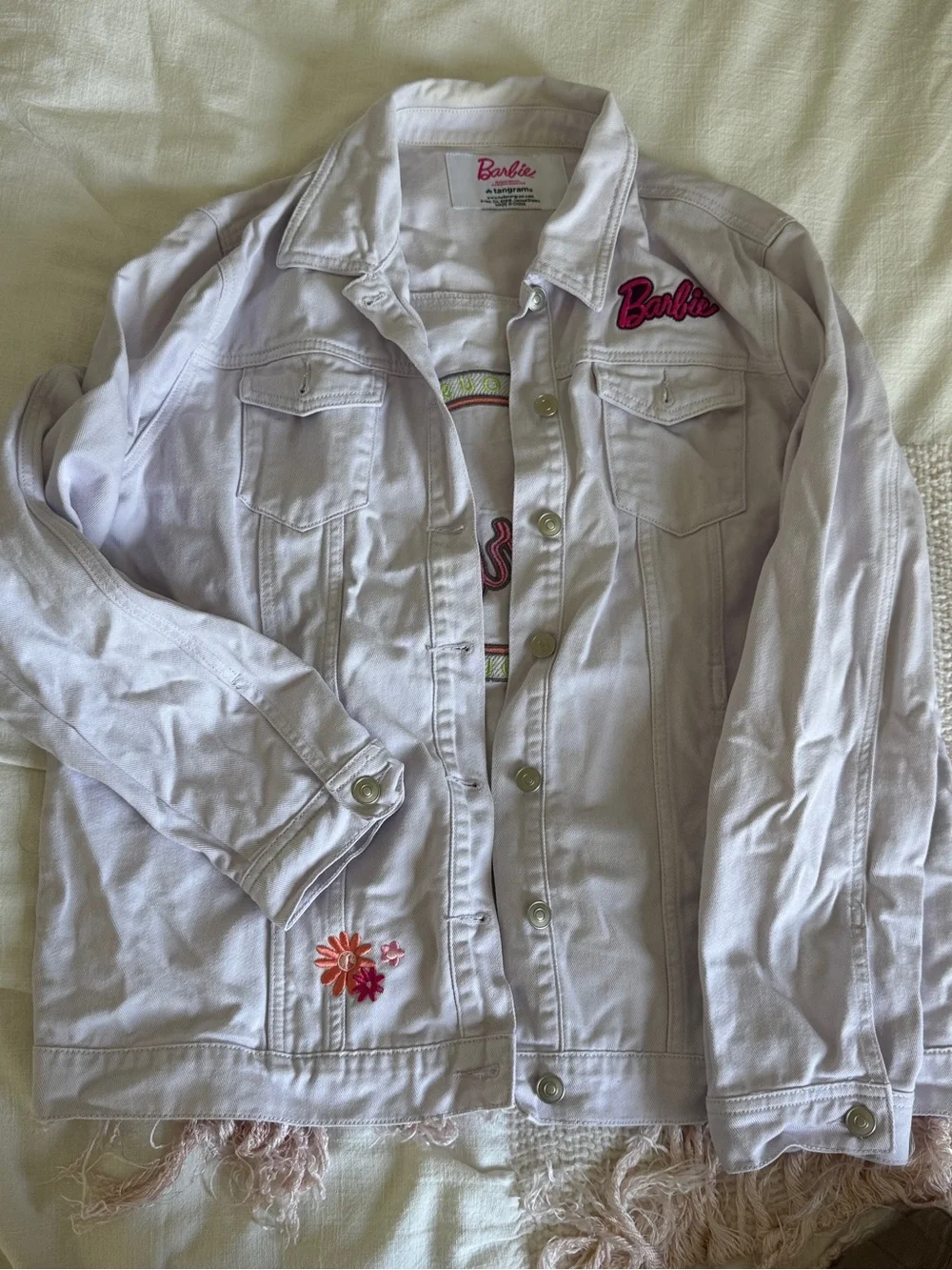 Barbie Truck Tour 2023 Exclusive Lavender Denim Jacket with Embroidery in L/XL - Picture 2 of 9